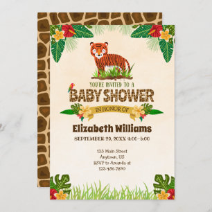 Invitation du Baby shower de Tigre Jungle
