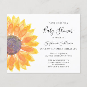 Invitation du Baby shower de tournesol jaune Budge