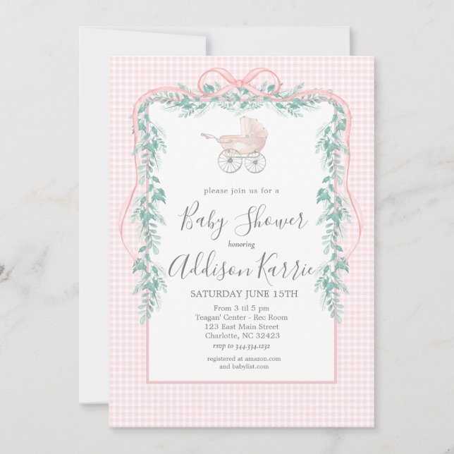 Invitation du baby shower de transport de bébé Pre (Devant)