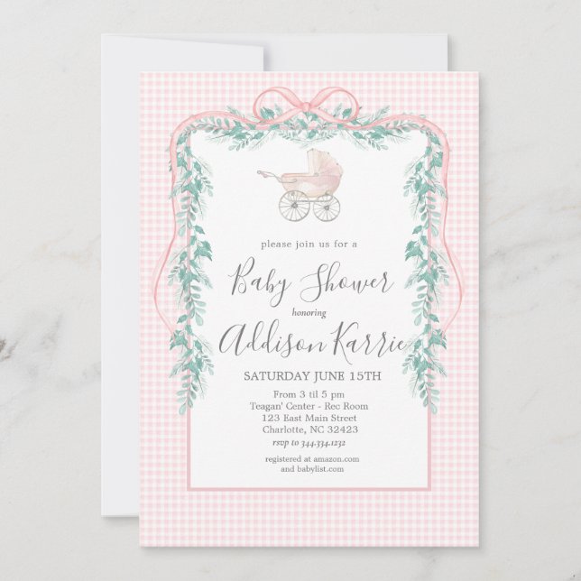 Invitation du baby shower de transport de bébé Pre (Devant)