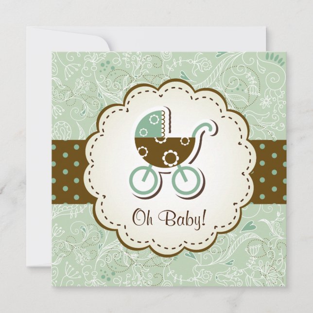 Invitation du Baby shower de transport de fleurs P (Devant)