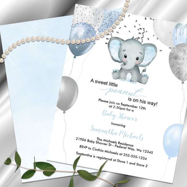Invitation du Baby shower des ballons éléphants du (Budget Elephant Balloons Watercolor Baby Shower)