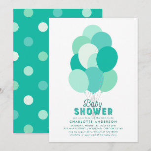 Invitation du Baby shower des ballons turquoises