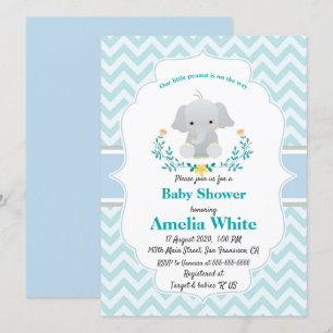 Invitation du Baby shower des bébés éléphants