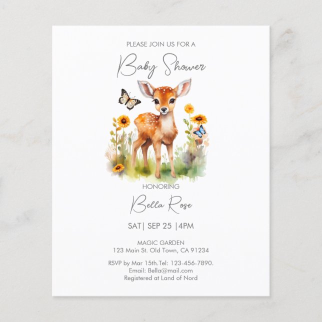 Invitation du Baby shower des cerfs de bois du bud (Devant)