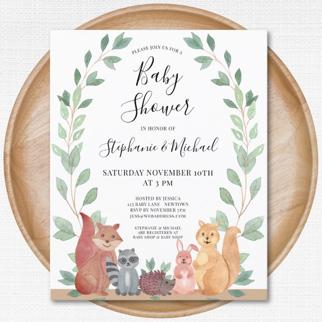 Invitation du Baby shower des couples de bois (Créateur téléchargé)