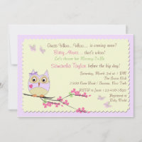 Invitation du Baby shower des hibou et papillons