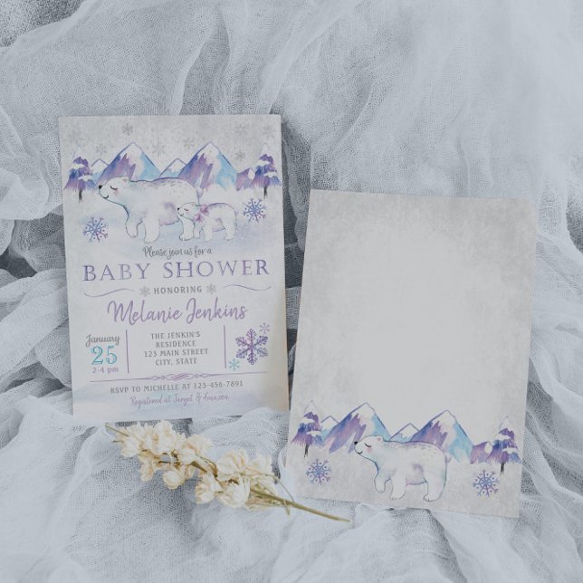 Invitation du Baby shower d'hiver Ours polaire Sno (Créateur téléchargé)