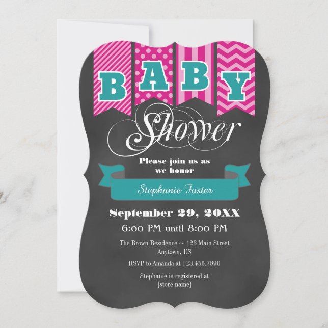 Invitation du Baby shower d'indicateur turquoise H (Devant)