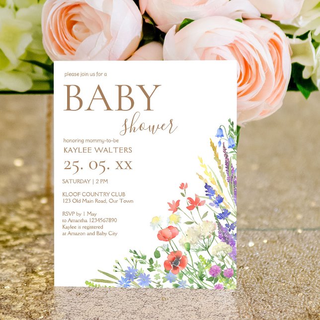 Invitation du baby shower du budget Fleurs de prai (Créateur téléchargé)