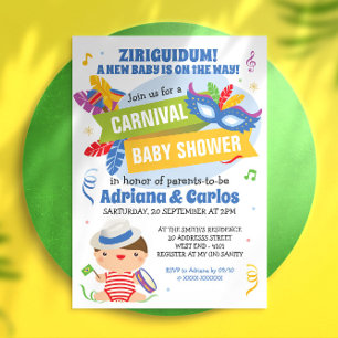 Invitation du Baby shower du Carnaval brésilien