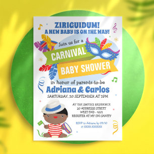 Invitation du Baby shower du Carnaval brésilien