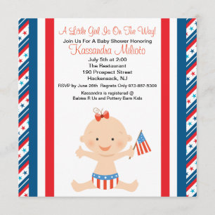 Invitation du Baby shower du drapeau de la petite 