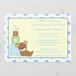 Invitation du baby shower du garçon d'ours et