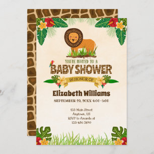 Invitation du Baby shower du Lion Jungle