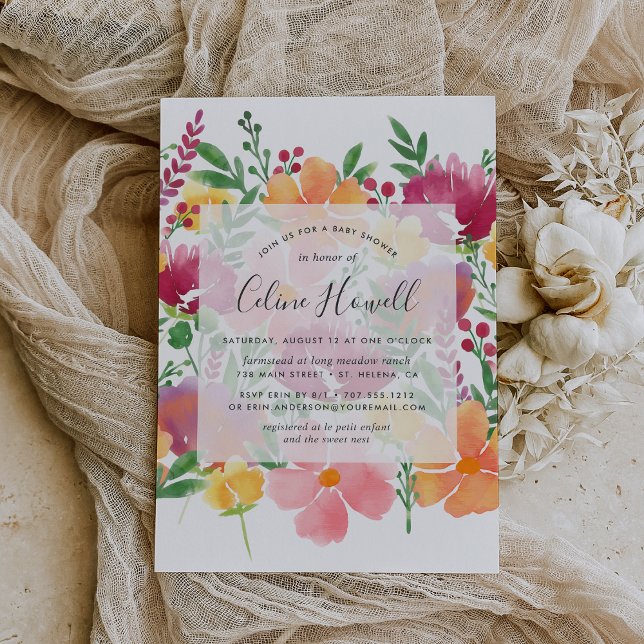 Invitation du Baby shower du pavot de Californie (Créateur téléchargé)