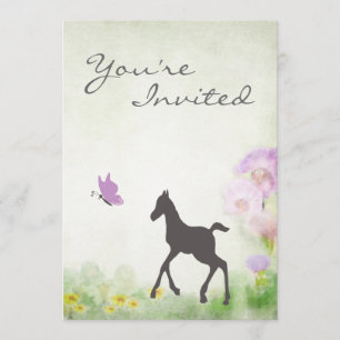 Invitation du Baby shower du poulain et du papillo
