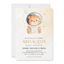 Invitation du Baby shower du tigre spatial