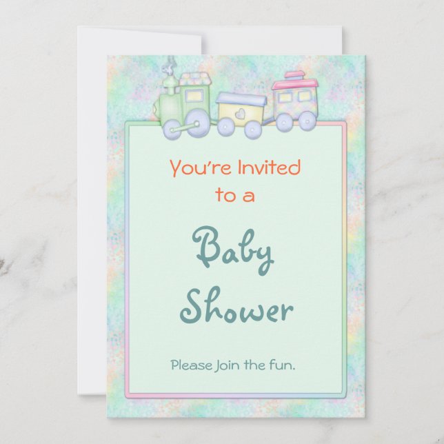 Invitation du Baby shower du train de jouets (Devant)