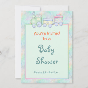 Invitation du Baby shower du train de jouets
