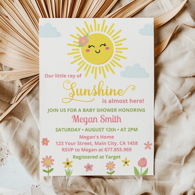 Invitation du Baby shower Fleur sauvage Little Sun (Créateur téléchargé)