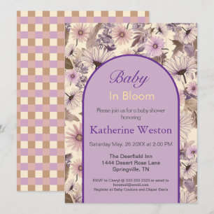 Invitation du Baby shower Fleur sauvage vintage