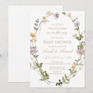 Invitation du Baby shower fleur sauvage Wreath