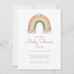 Invitation du Baby shower floral arc-en-ciel Boho