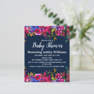Invitation du Baby shower floral botanique budgéta