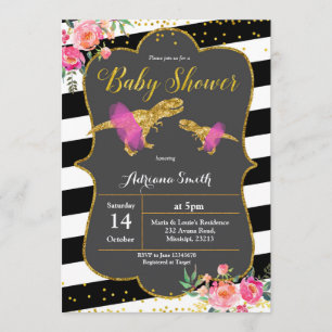 Invitation du Baby shower floral de Dinosaur