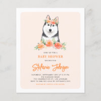 Invitation du Baby shower floral de Husky de Sibér