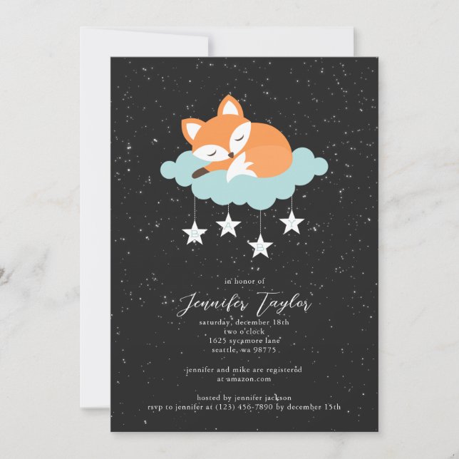 Invitation du Baby shower Fox (Devant)
