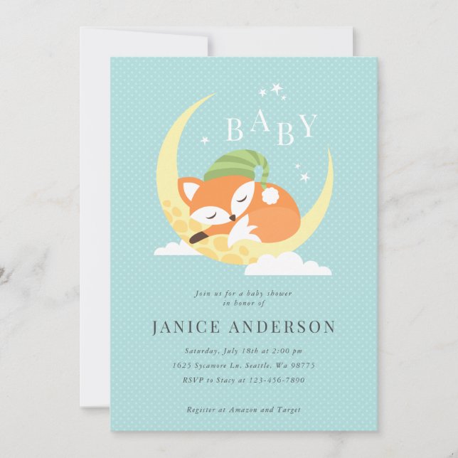 Invitation du Baby shower Fox (Devant)