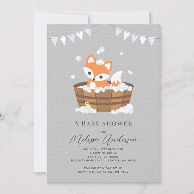 Invitation du Baby shower Fox (Devant)