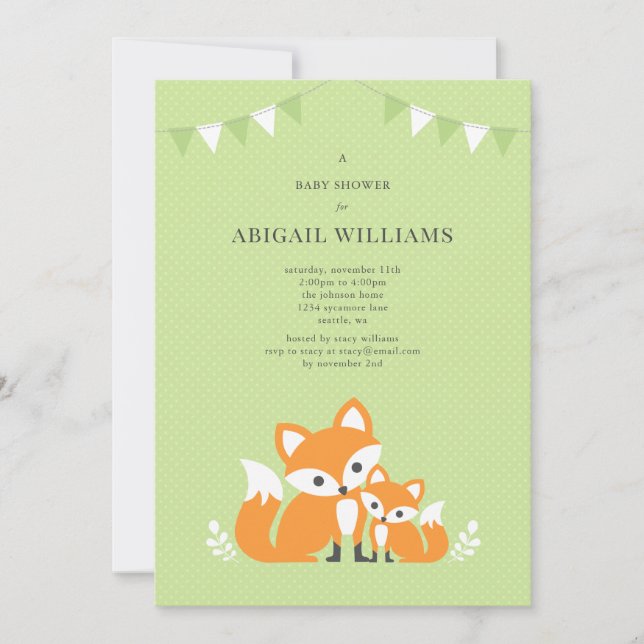 Invitation du Baby shower Fox (Devant)