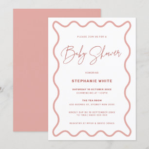 Invitation du Baby shower frontalier rose