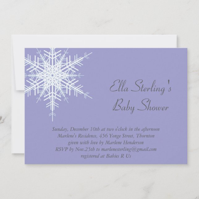 Invitation du Baby shower Lilac de Fluge d'hiver (Devant)