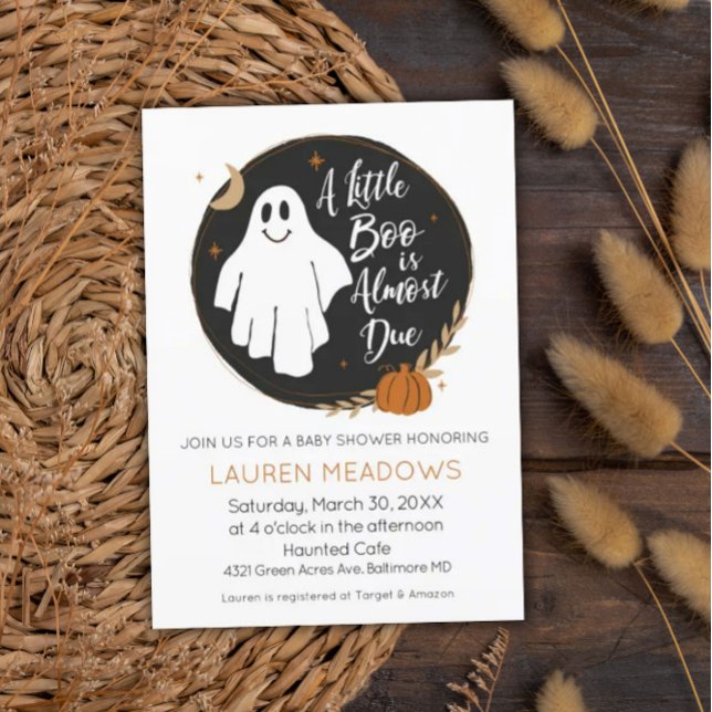 Invitation du Baby shower Little Boo Halloween (Créateur téléchargé)