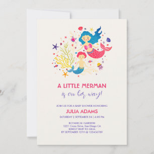 Invitation du Baby shower Little Merman Sea Breeze