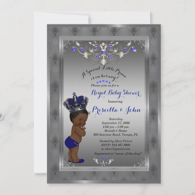 Invitation du Baby shower Little Prince, ARGENT Ro (Devant)