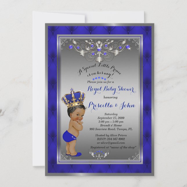 Invitation du Baby shower Little Prince, ARGENT Ro (Devant)