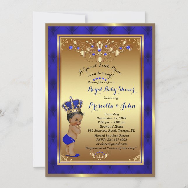 Invitation du Baby shower Little Prince, Royal Blu (Devant)