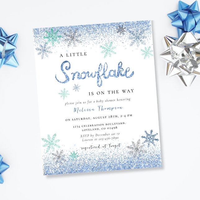 Invitation du Baby shower Little Snowflake Budget (Créateur téléchargé)