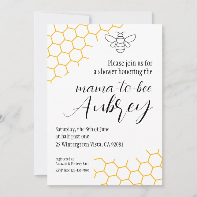 Invitation du Baby shower Mama-to-bee (Devant)