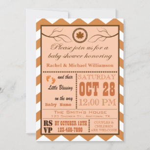 Invitation du Baby shower Motif Chevron Automne