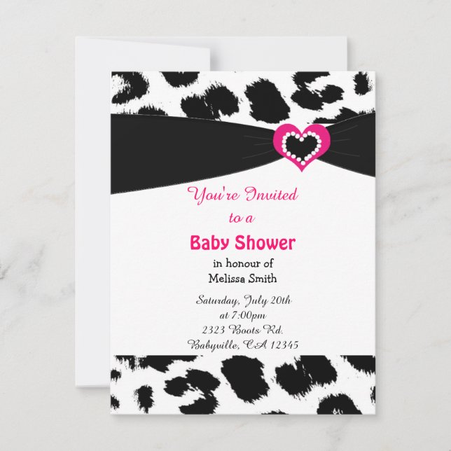 Invitation du Baby shower Motif Leopard (Devant)