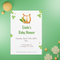 Invitation du Baby shower neutre de la Harpe d'or