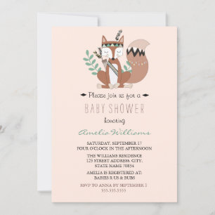 Invitation du Baby shower neutre Fox Woodland