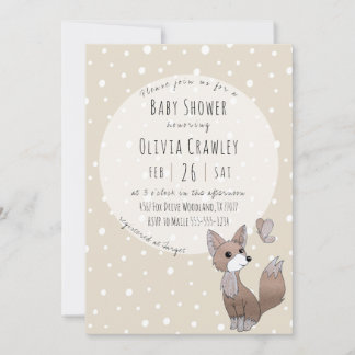 Invitation du Baby shower neutre Fox Woodland