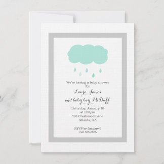 Invitation du Baby shower nuage de pluie